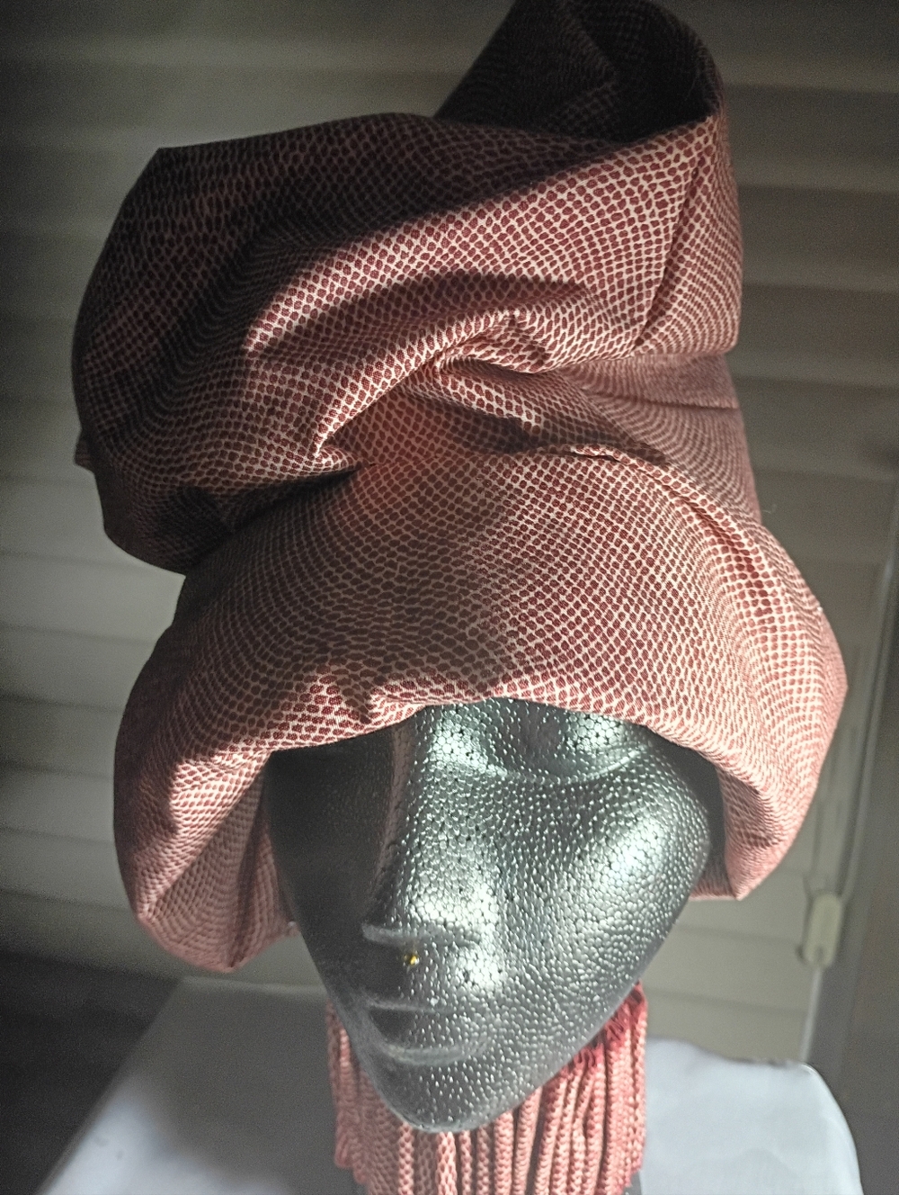 Sculptural Pink Textured Turban Headwrap